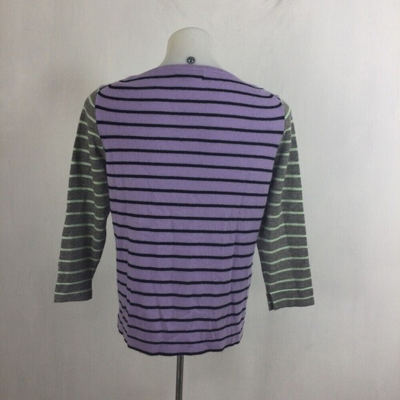 J. Crew womens Sweater Italian Cashmere Striped 3/4 Sleeve Pullover Knit Sz S - Picture 3 of 9